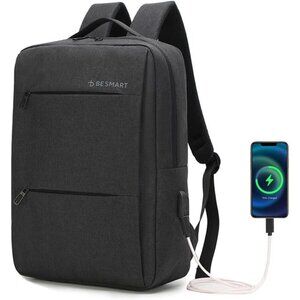 🆕 Besmart Laptop Computer Bag Men Black Slim USB Charging Port Travel Backpack